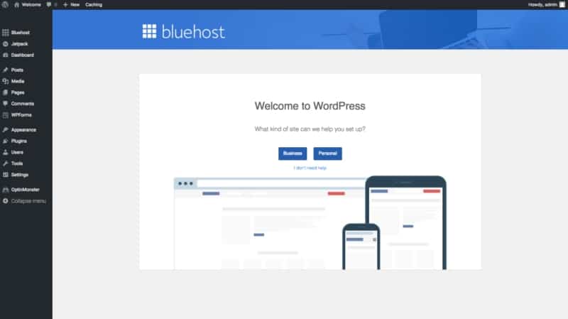 bluehost dashboard wordpress