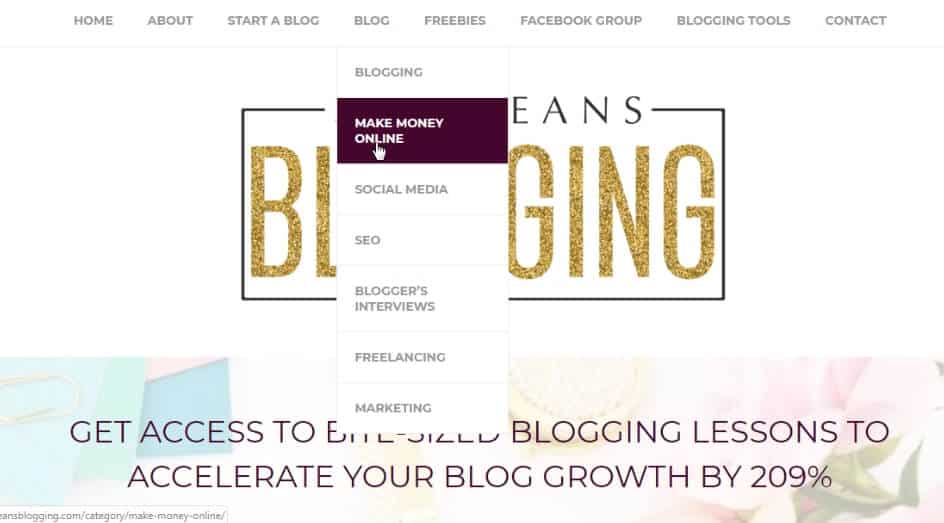 shemeansblogging homepage - tips for a new affiliate site