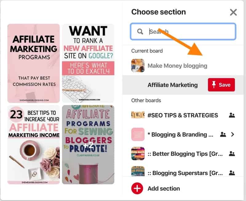 pinterest sections, how to use pinterest sections, how to create sections on pinterest,are pinterest sections searchable