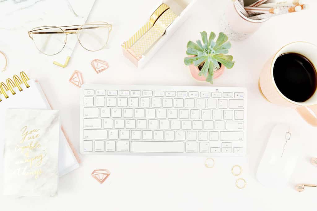 tips to increase traffic when Pinterest traffic drops | desktop blush pink coffee