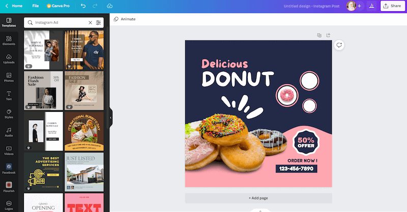 instagram ad template on canva. Make money selling templates